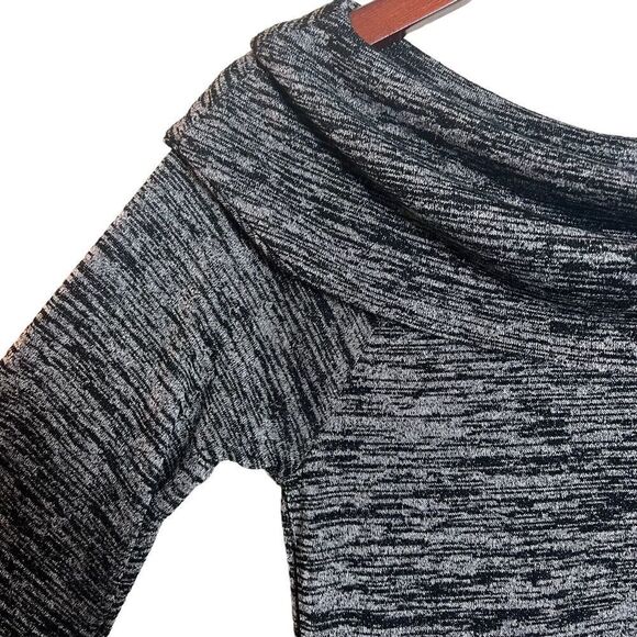 Soma Melange Off The Shoulder Long Sleeve Mini Cozy Dress Black Grey Size Small - Picture 8 of 9